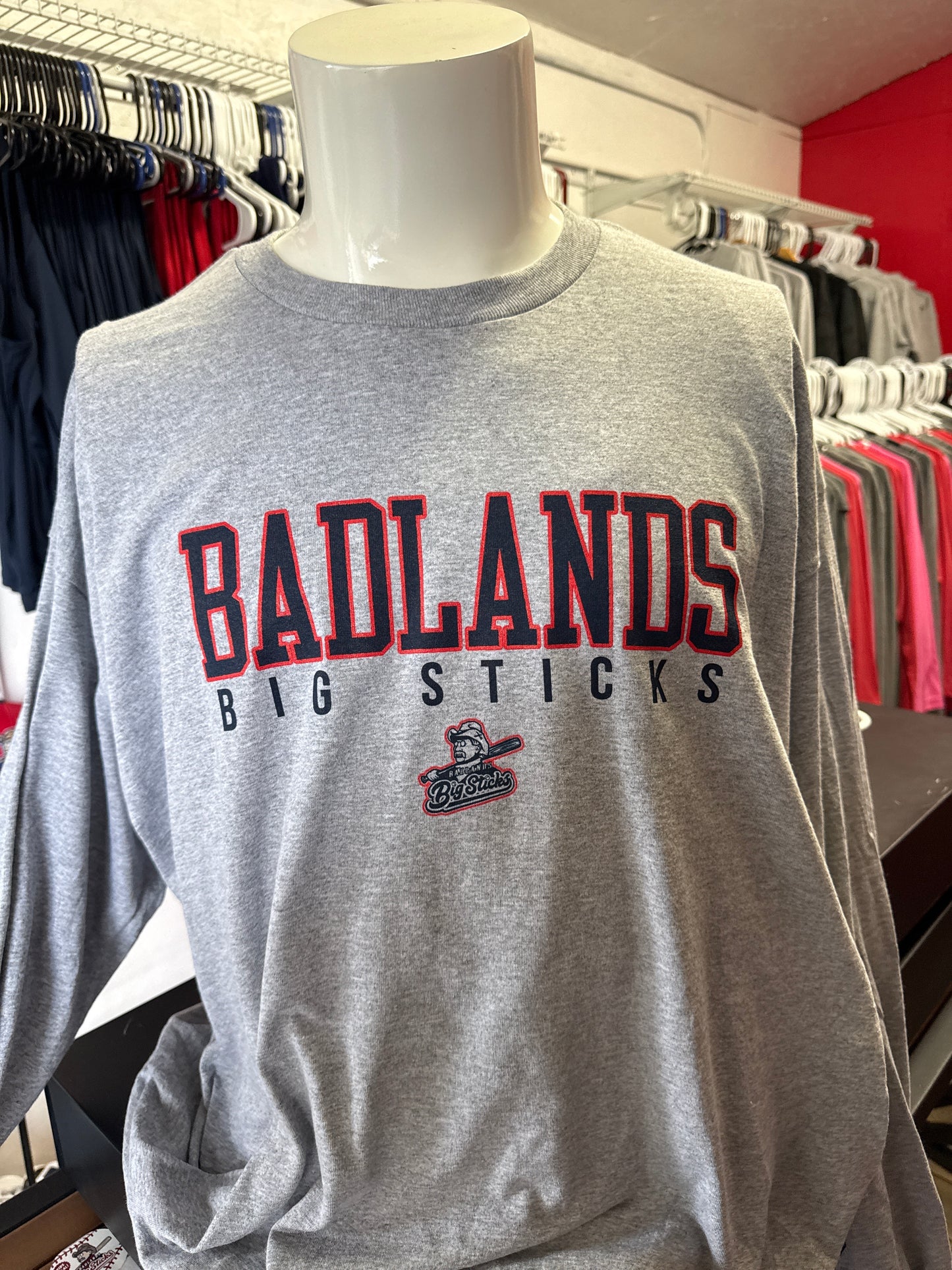 Adult Grey Badlands Big Sticks Long Sleeve T