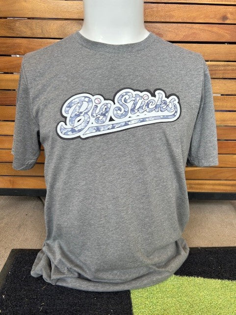 Adult Gray Camo Script T