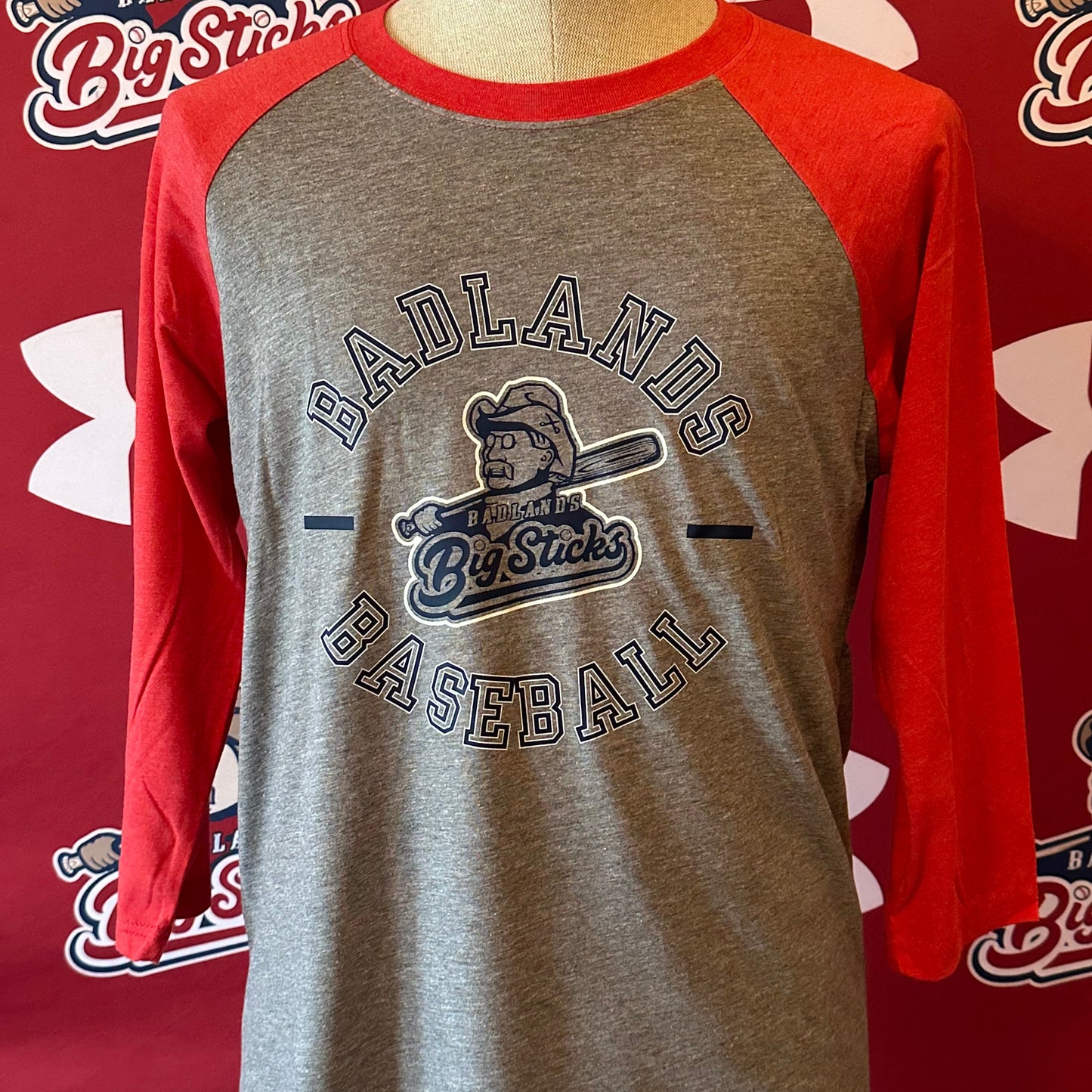 Adult Red 3/4 Sleeve Baseball T