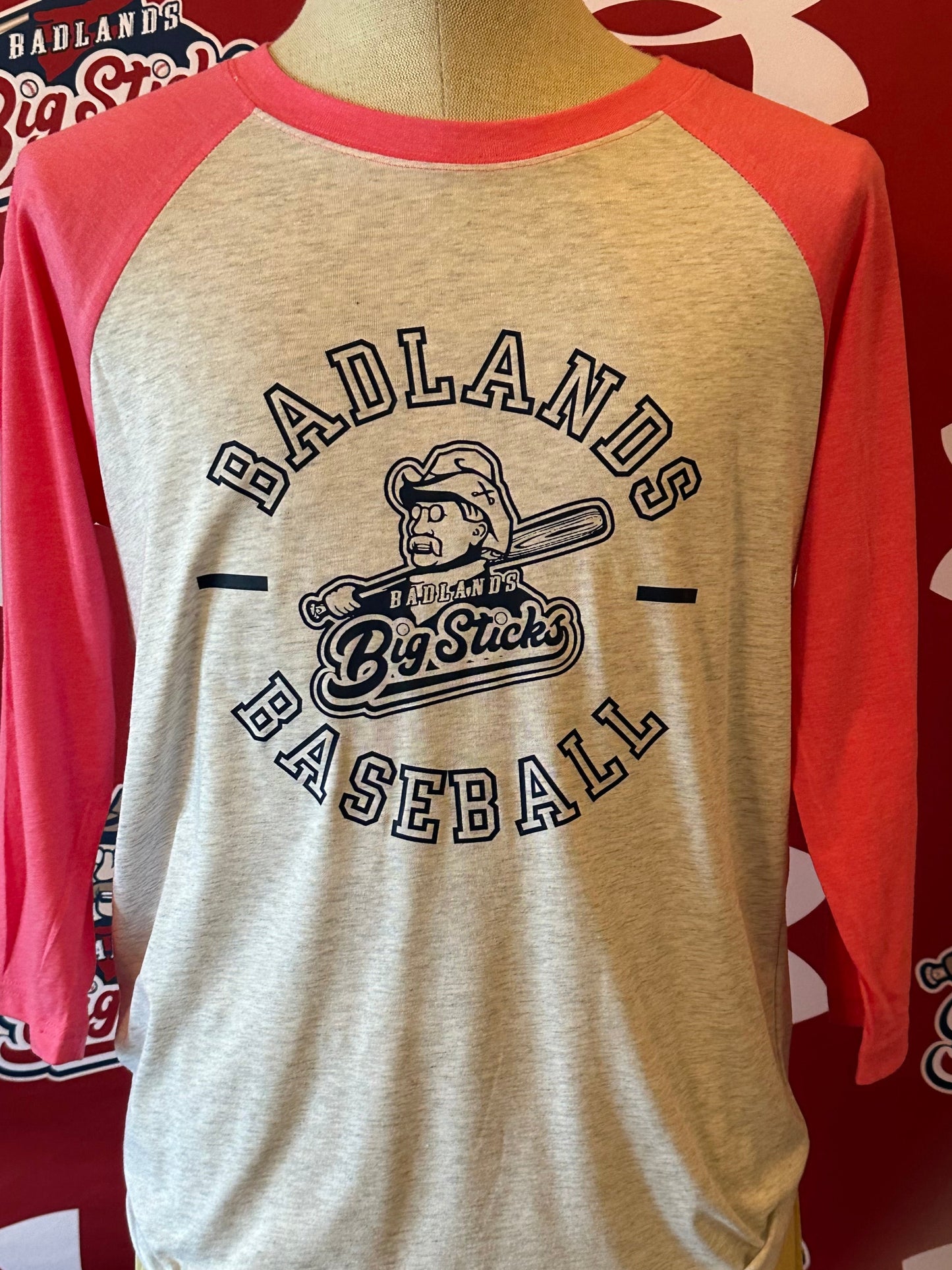 Adult Pink 3/4 Sleeve Baseball T