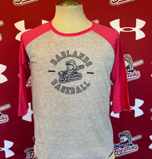 Youth Pink/Grey 3/4 Sleeve Baseball T